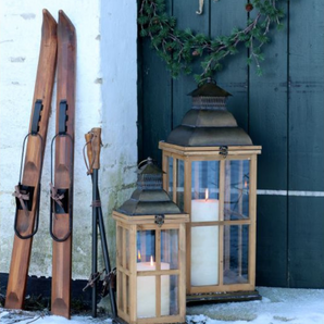 Vintage Ski med stave til dekoration - Chic Antique