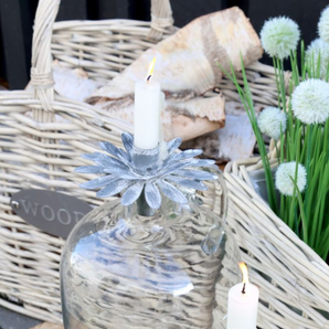 Lysholder med blomst - Chic Antique