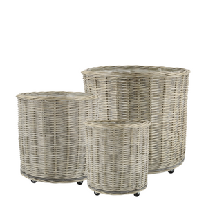Fransk kurv med hjul, sæt af 3 - Chic Antique