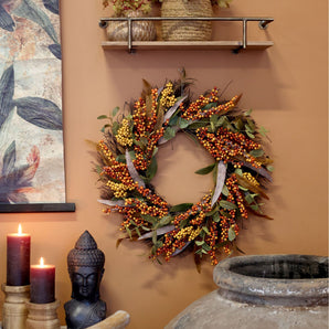 Kunstig blomsterkrans, terracotta - Chic Antique