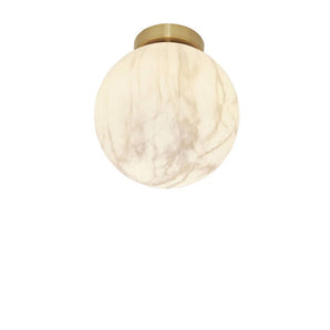 Loftlampe Carrara globus hvid marmor print/guld, S