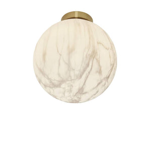 Loftlampe Carrara globus hvid marmor print/guld, L
